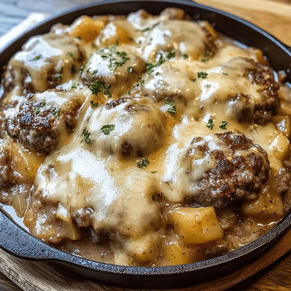 This Amish Hamburger Steak Bake is comfort food at its finest! Juicy beef patties topped with savory mushroom gravy, baked to perfection with a layer of melty cheese. It's a hearty, family-friendly meal that brings everyone to the table. Save this recipe for your next cozy dinner or potluck—your loved ones will thank you!