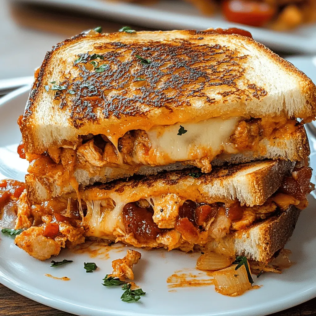 Warm up your taste buds with this delicious BBQ Chicken Grilled Cheese! This comforting sandwich is filled with tender chicken and rich barbecue sauce, melted cheese, and crispy bread. Perfect for a quick lunch or a cozy dinner, it's a delightful twist on classic grilled cheese. Save this recipe for your next meal adventure!