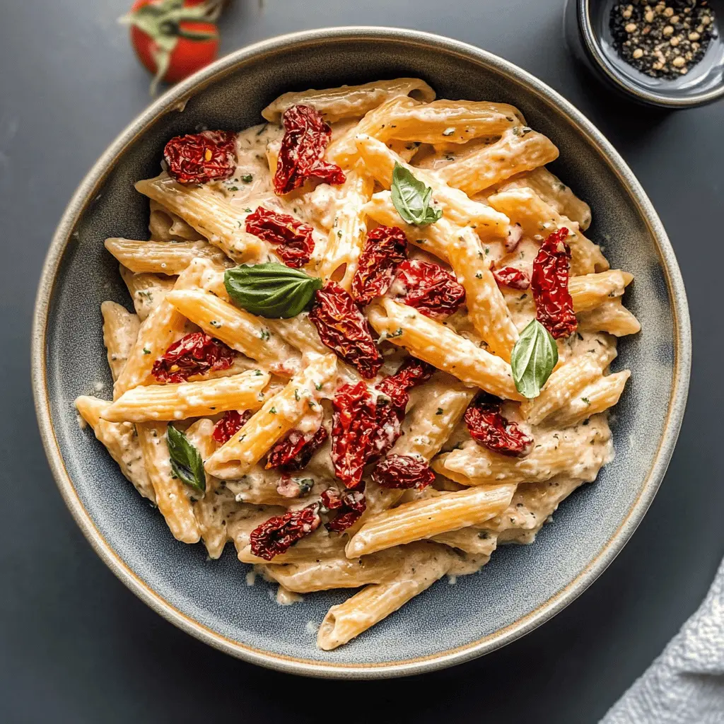 This creamy sun-dried tomato pasta is the perfect weeknight dinner! Bursting with rich flavors, it combines al dente pasta, tangy sun-dried tomatoes, and a luscious cream sauce that will have everyone asking for more. Save this recipe for an easy meal that’s great for date nights or family gatherings!