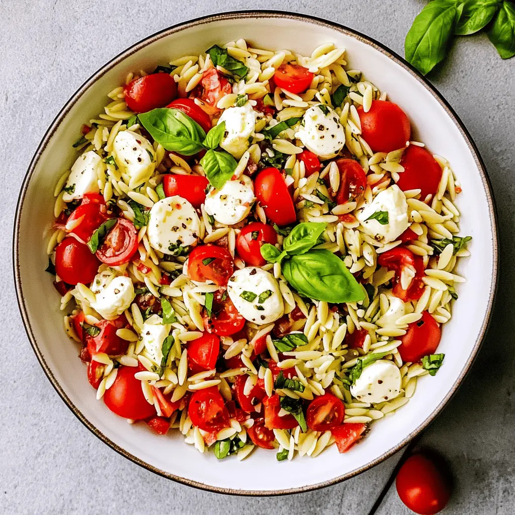 This Fresh Orzo Salad with Mozzarella is the perfect side dish for your summer gatherings! Featuring tender orzo pasta, creamy mozzarella, and vibrant veggies, every bite is packed with flavor. It's light, refreshing, and easy to make, making it a go-to for picnics or barbecues. Save this recipe for your next get-together and impress your friends and family!
