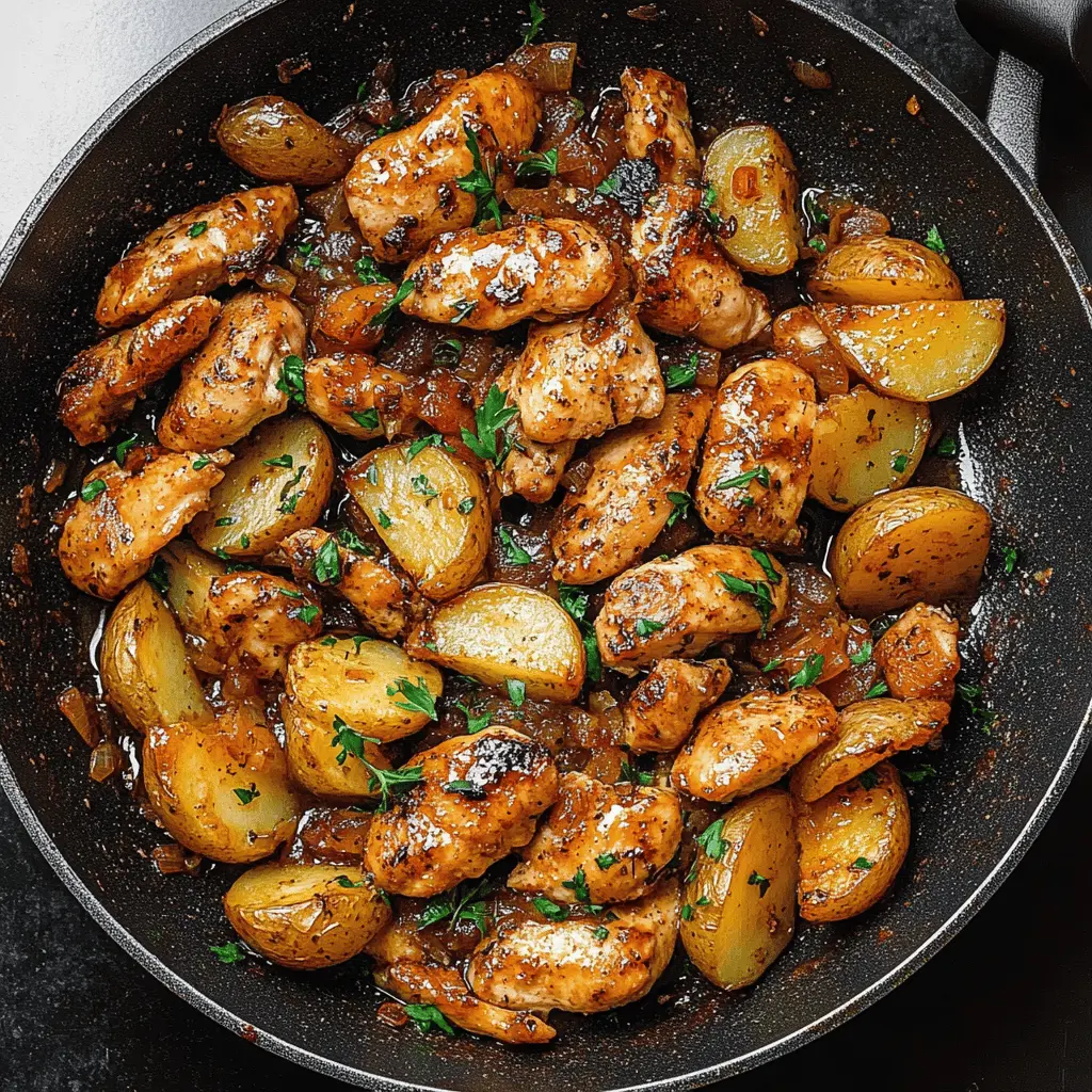 Treat your taste buds to this Garlic Butter Chicken and Potatoes Skillet! Juicy chicken cooked to perfection with tender, flavorful potatoes in a rich garlic butter sauce makes this meal irresistible. Perfect for a quick weeknight dinner or a cozy weekend feast. Save this recipe now for a delightful meal any night of the week!