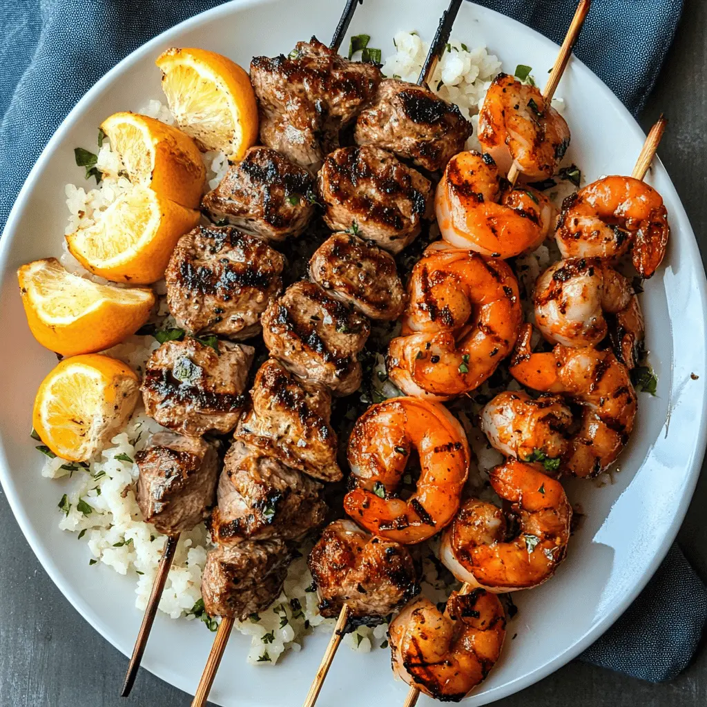 Fire up the grill for these delicious Grilled Surf and Turf Skewers! Featuring juicy steak and succulent shrimp, this recipe combines the best of land and sea. Perfectly seasoned and easy to prepare, these skewers are sure to impress at your next barbecue. Save this pin for a fun dinner or special occasion!