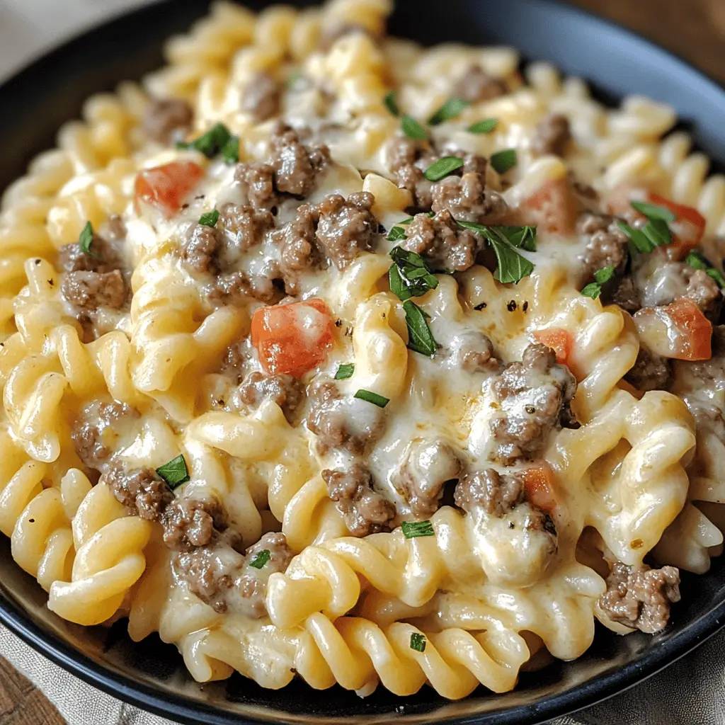 Indulge in a creamy and hearty Loaded Cheeseburger Alfredo Pasta recipe that combines the best of both worlds! This dish features tender pasta coated in a rich cheese sauce, loaded with juicy ground beef, crisp bacon, and fresh veggies. Perfect for family dinners or a cozy night in! Save this recipe for a meal that everyone will love!