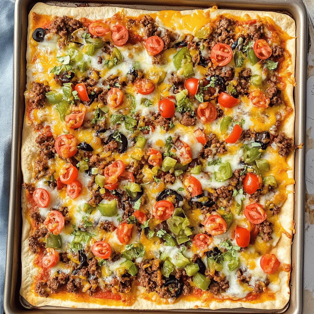 Get ready for an easy dinner that the whole family will love! This Sheet Pan Taco Pizza combines all your favorite taco flavors on a crispy crust, topped with cheese, seasoned meat, and fresh veggies. Perfect for taco night or a fun twist to pizza night! Save this recipe for a delicious meal any night of the week.