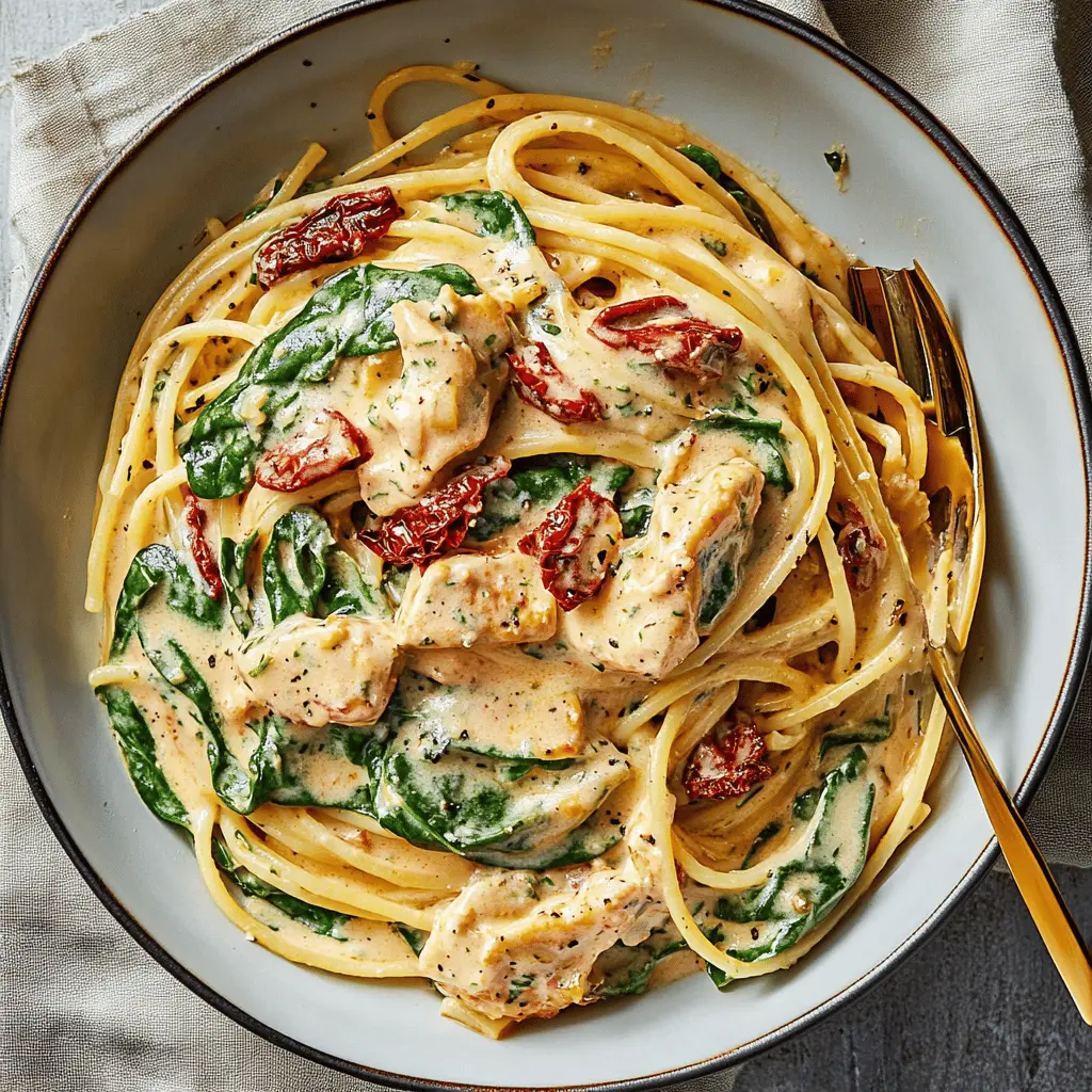 Looking for a quick and tasty dinner idea? This Spaghetti and Spinach with Sun-Dried Tomato Cream Sauce is packed with flavor and comes together in no time! Featuring rich sun-dried tomatoes and fresh spinach, it’s perfect for a weeknight meal or a special occasion. Save this recipe for your next pasta night – your taste buds will thank you!