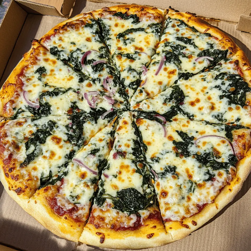 This Spinach Ricotta Pizza is a perfect blend of creamy ricotta and fresh spinach, all on a crispy crust! Ideal for a cozy night in or a gathering with friends, this delicious vegetarian dish will please everyone. Don't forget to save this recipe for your next pizza night! 🍕✨