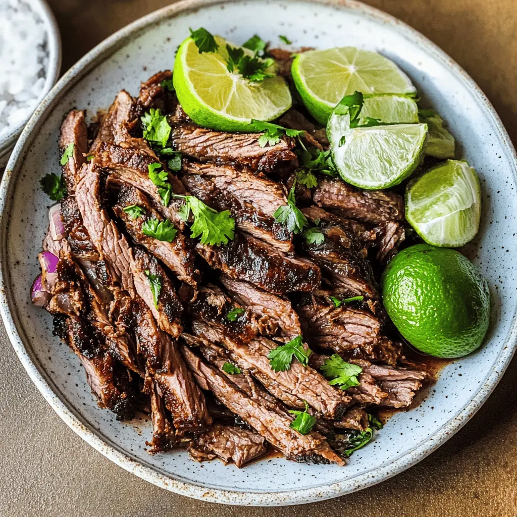 Looking for a mouthwatering Carne Asada recipe? This dish boasts tender, marinated beef with a burst of flavor from fresh lime and garlic. Perfect for tacos, burritos, or enjoying on its own, your taste buds will thank you! Save this pin for your next BBQ or family gathering and experience the deliciousness of authentic Carne Asada at home.