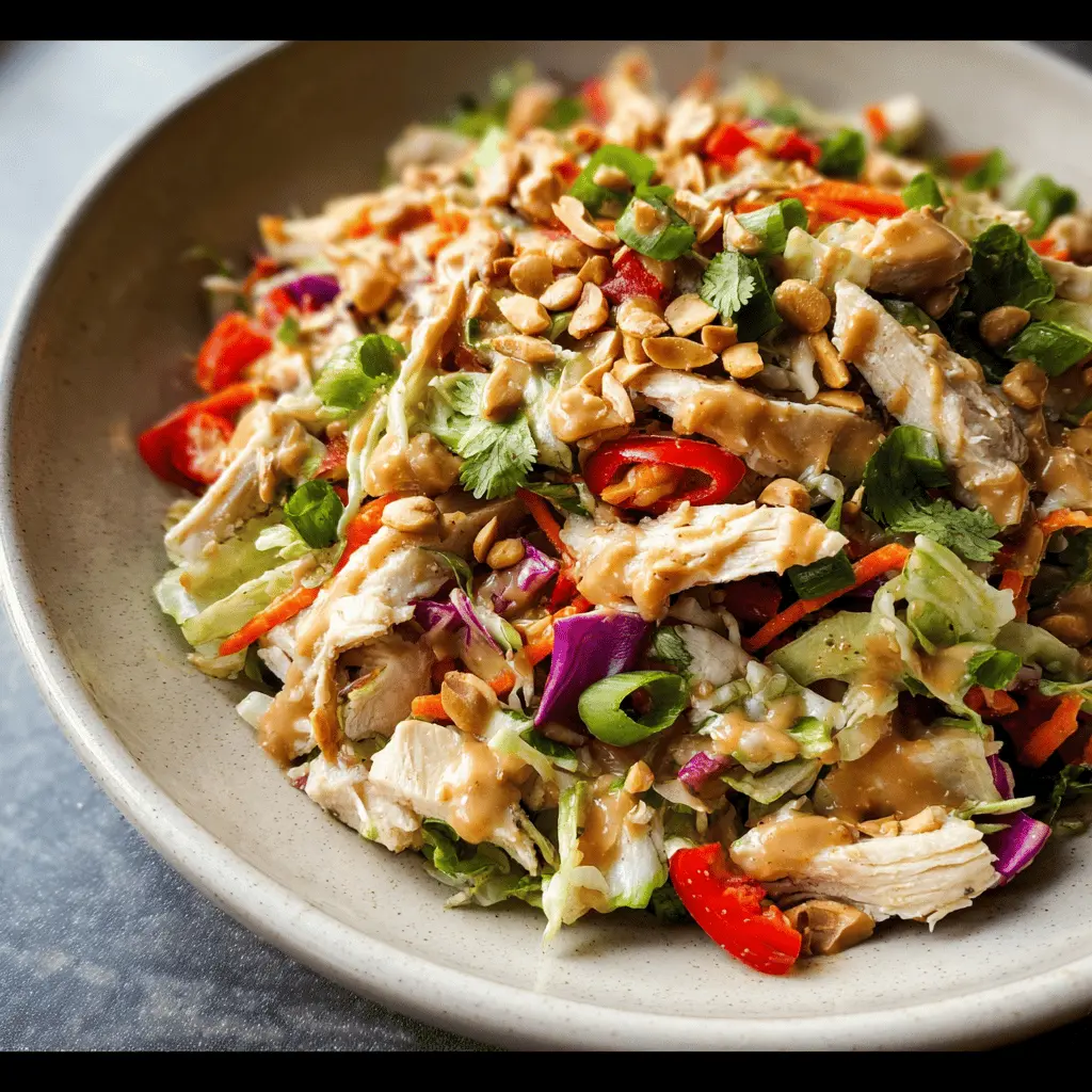 Easy Thai Chicken Salad with Creamy Peanut Dressing