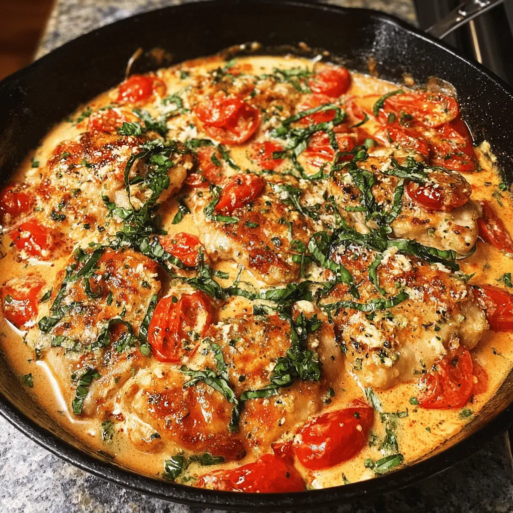 Easy Creamy Tomato Basil Chicken Skillet