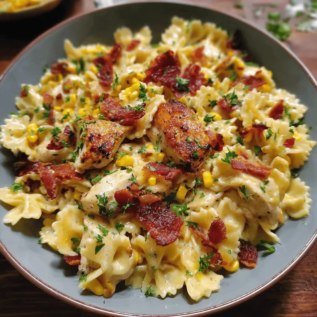 Creamy Bacon Chicken Pasta with Sweet Corn