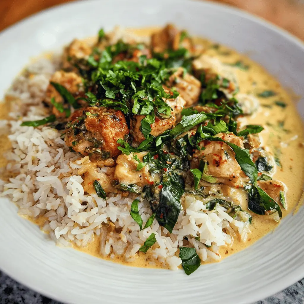 Easy Basil Chicken in Creamy Coconut Curry