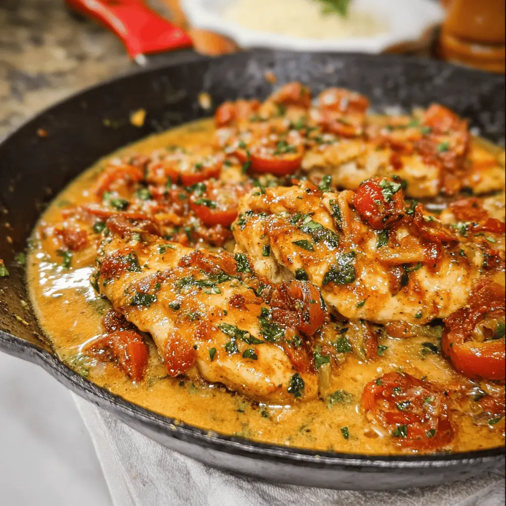Easy Keto Tomato Basil Chicken Skillet Recipe