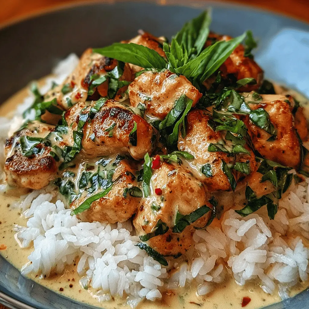 Easy Spiced Coconut Basil Chicken with Rice