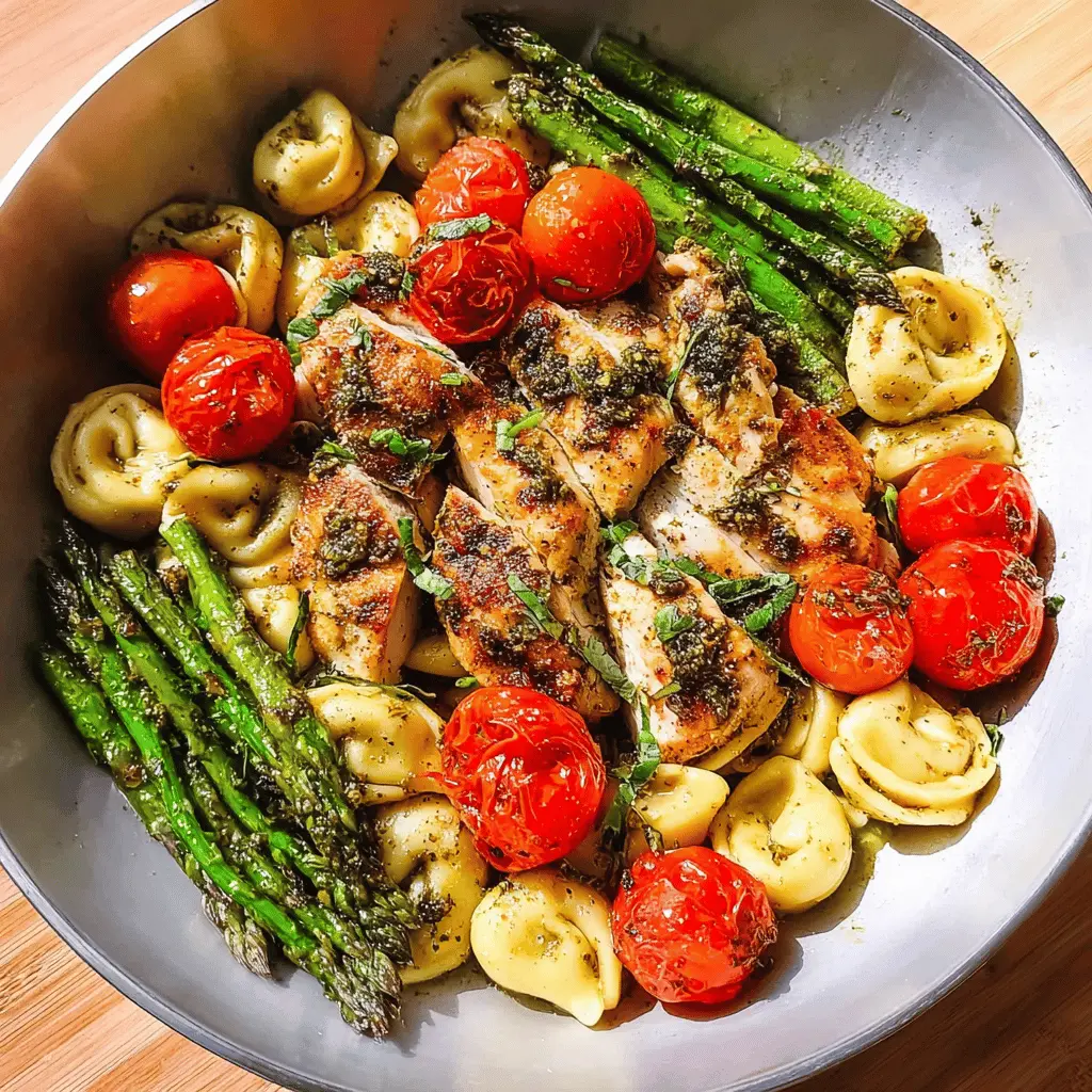 Easy Basil Pesto Chicken with Tortellini and Veggies