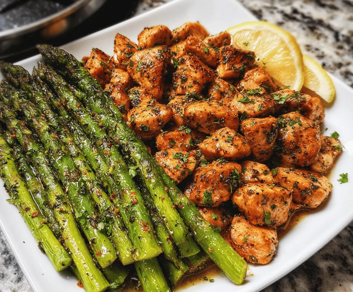 Garlic Butter Chicken Bites with Tender Asparagus