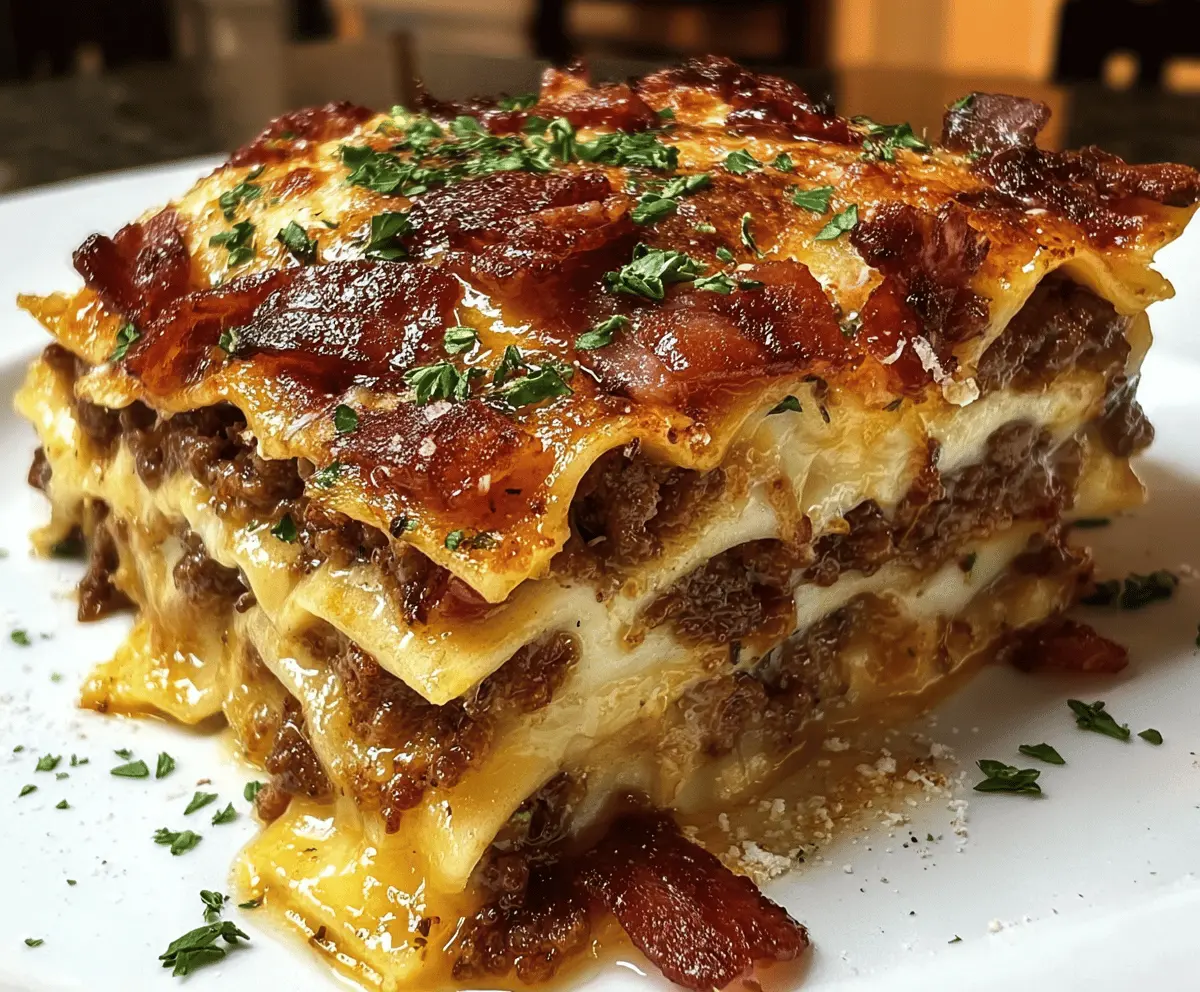 Easy Parmesan Garlic Bacon Cheeseburger Lasagna