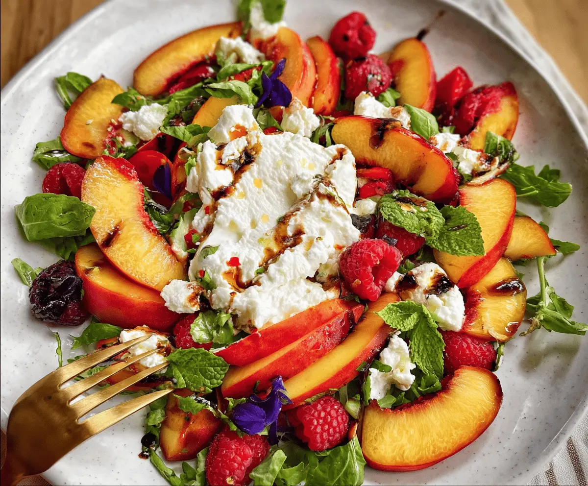 Easy Peach Burrata Salad with Fresh Herbs
