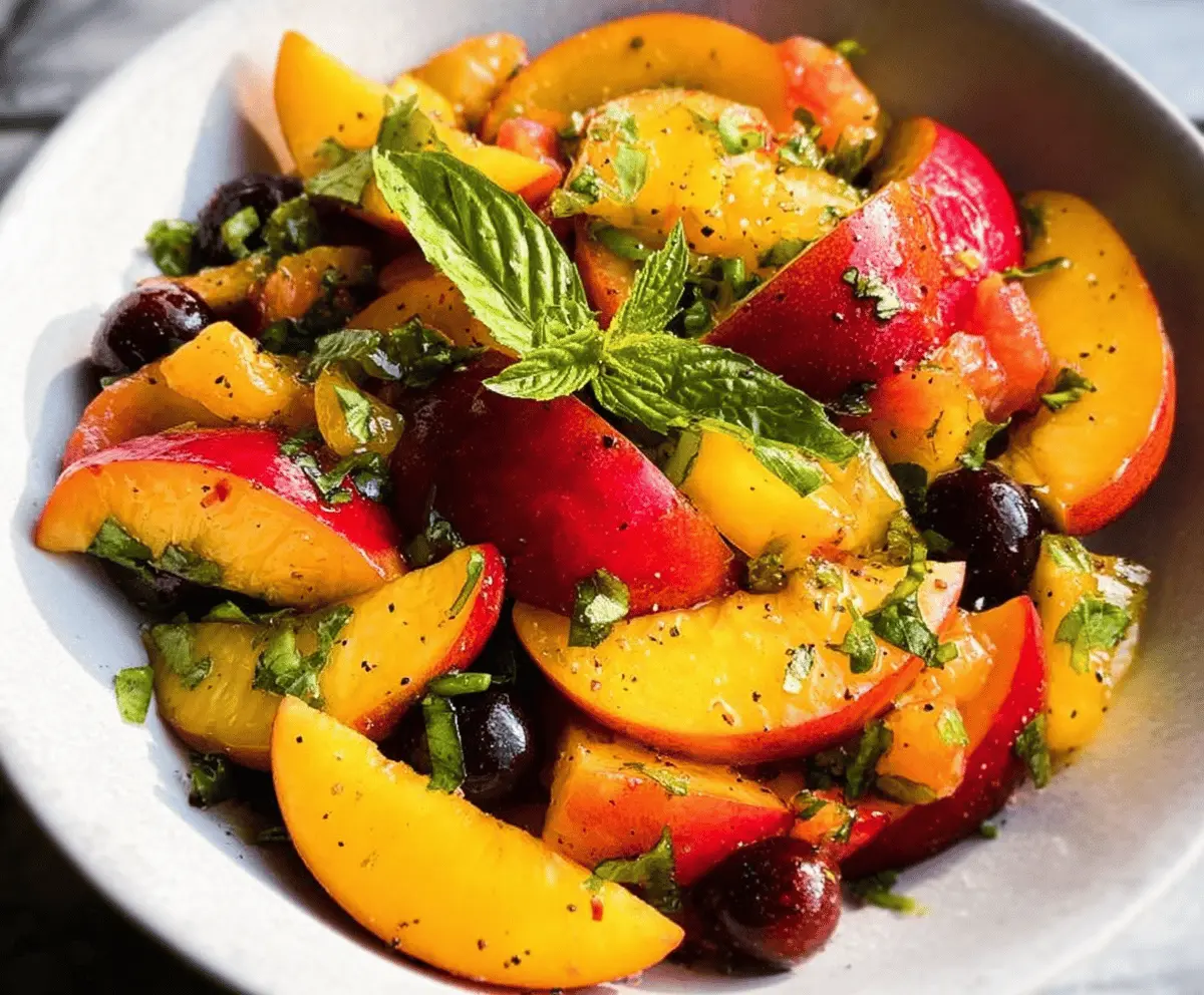 Easy Honey Lime Basil Peach Fruit Salad Recipe