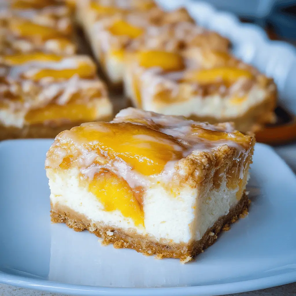 Easy Peaches and Cream Cheesecake Bars