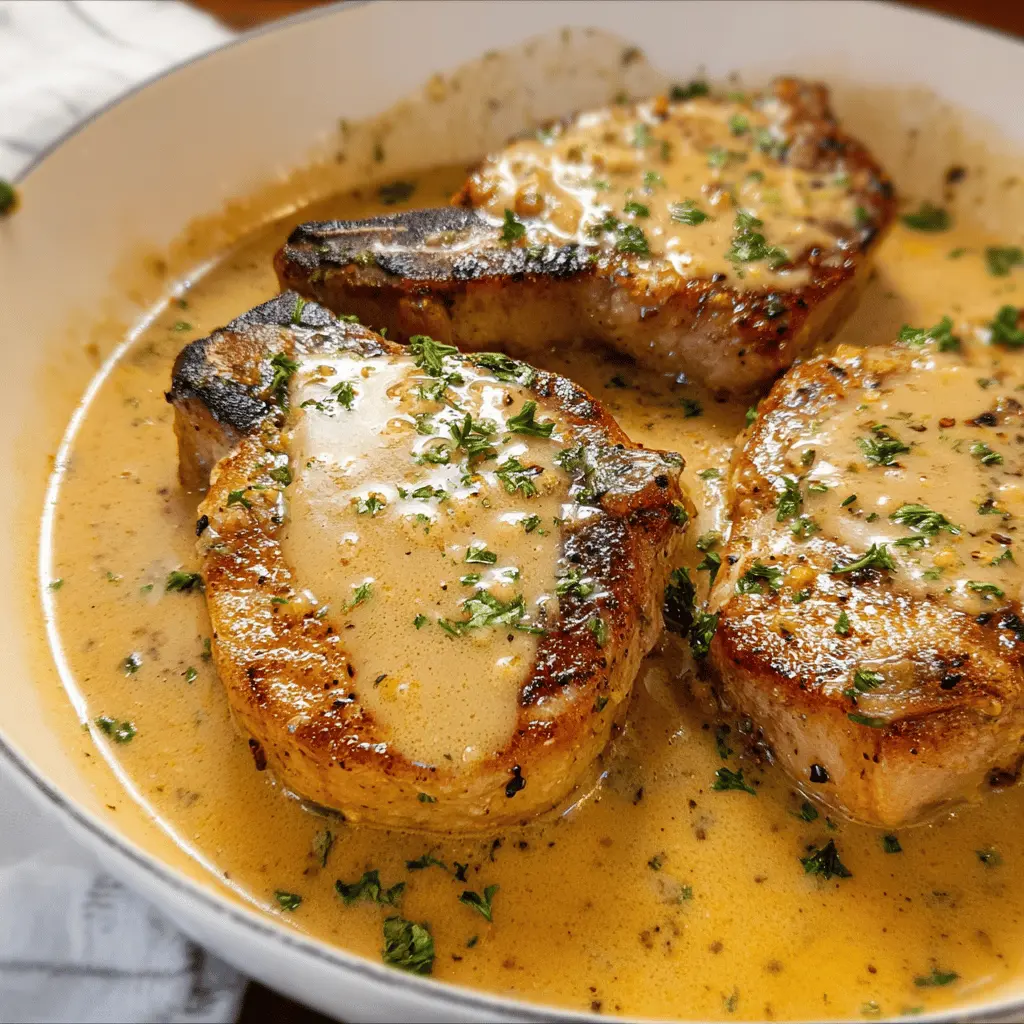 Easy Slow Cooker Pork Chops with Garlic Parmesan Sauce