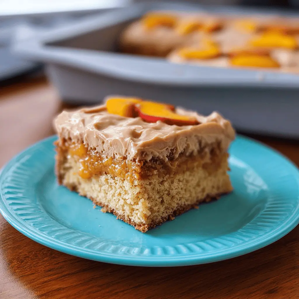 Easy Peach Cake with Brown Sugar Frosting