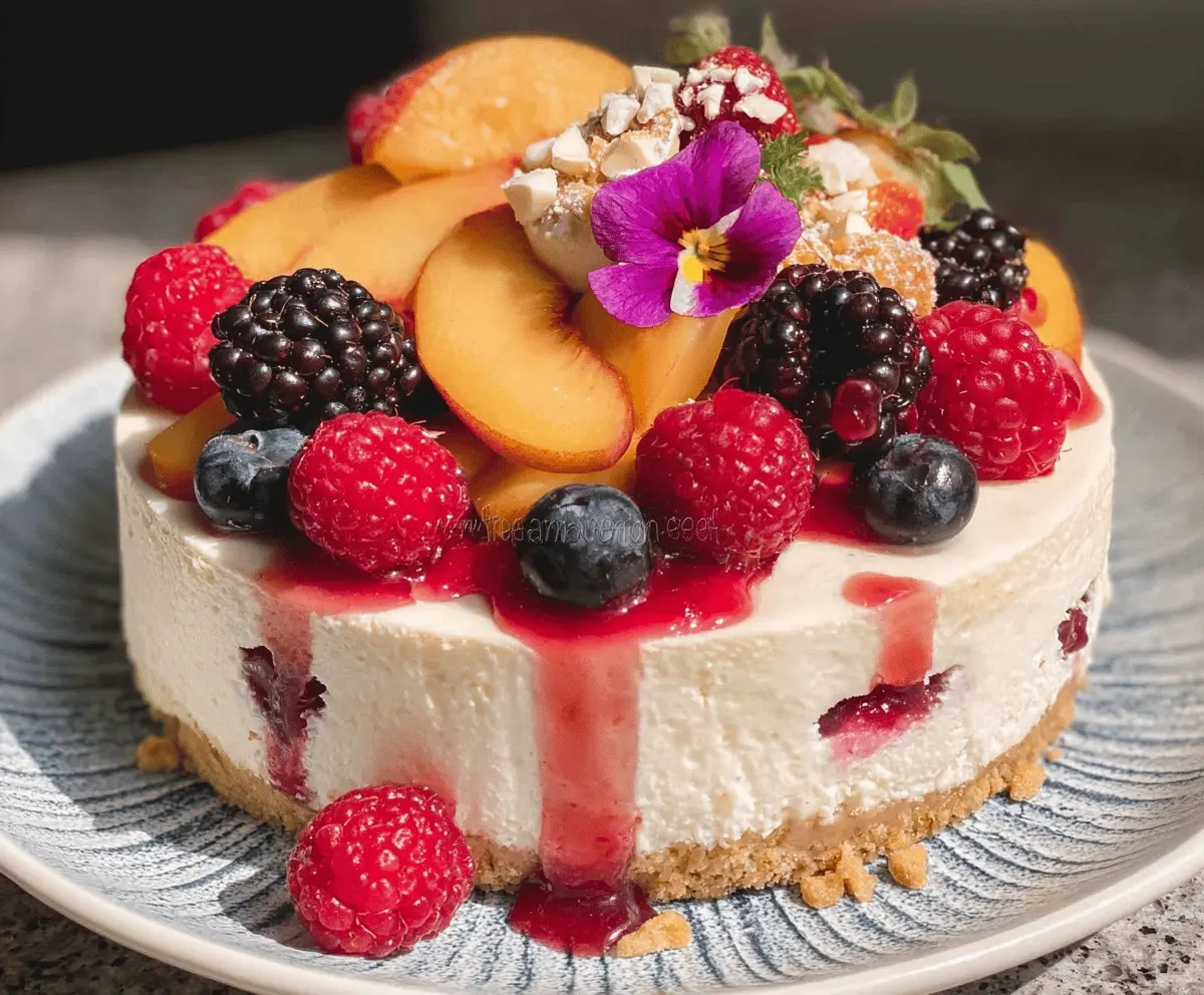Easy Summer Berry and Peach Cheesecake Recipe