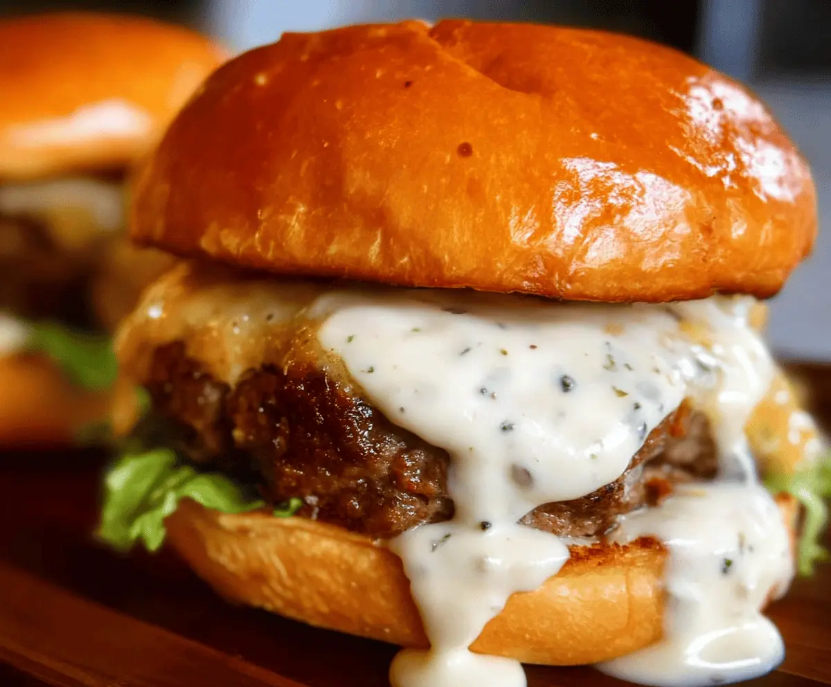 Garlic Burgers with Creamy Garlic Sauce
