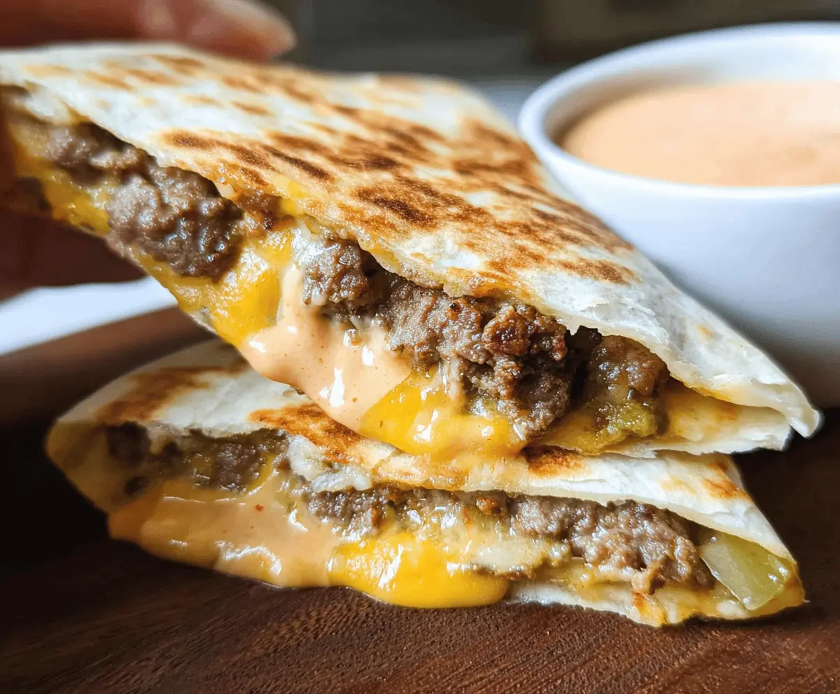 Cheeseburger Quesadilla with Easy Homemade Sauce