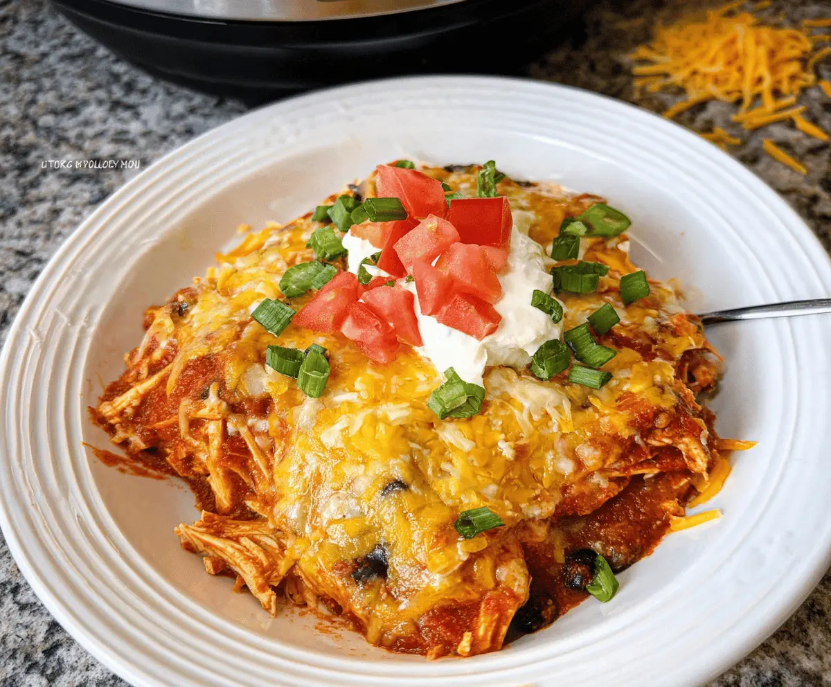 Hearty Crockpot Chicken Enchilada Casserole