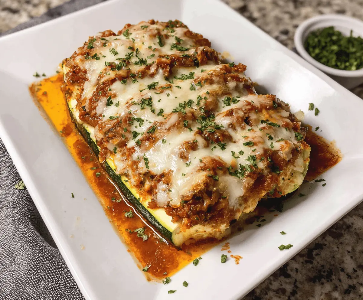Easy Keto Zucchini Lasagna Boats Recipe