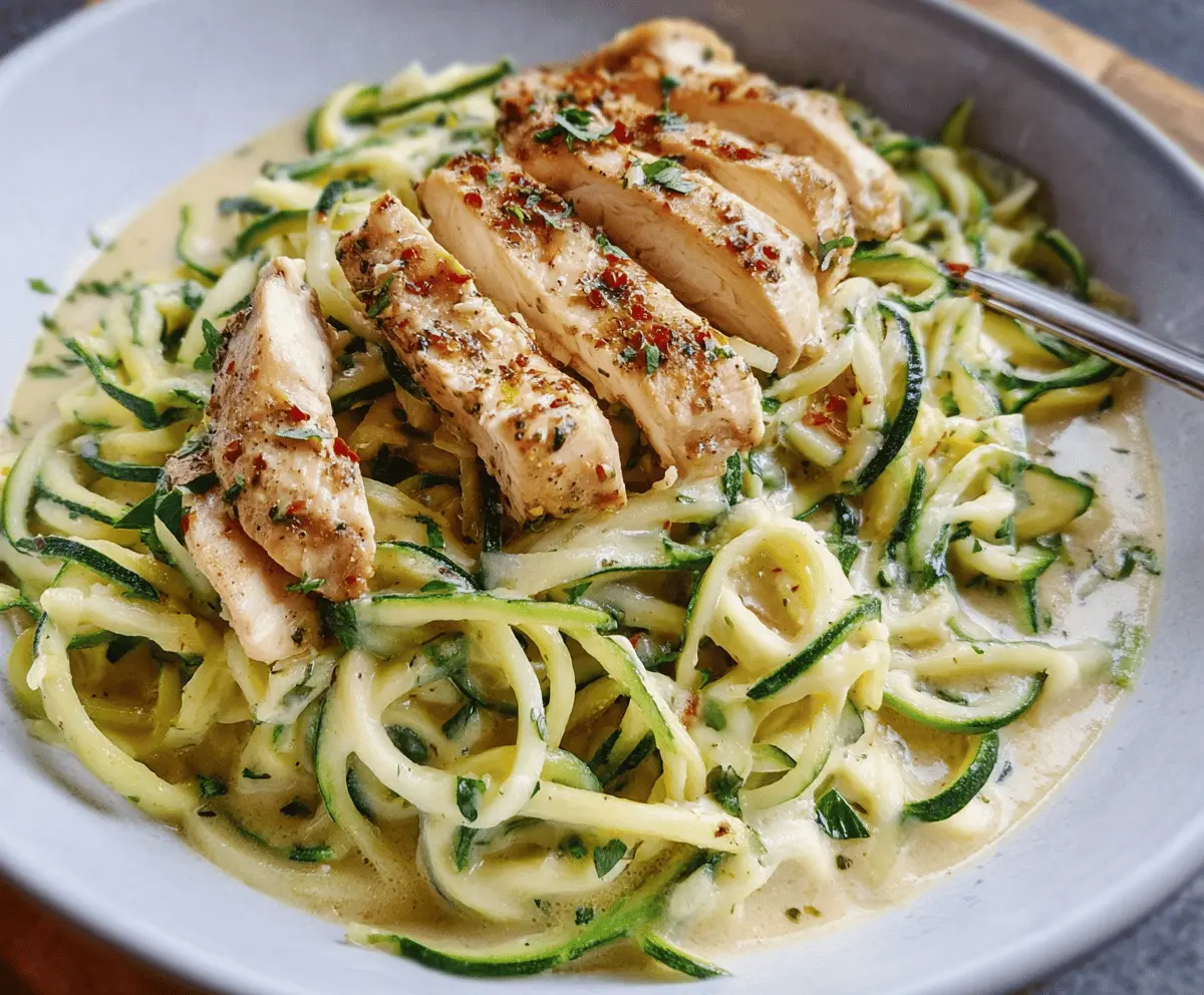 Creamy Zucchini Noodle Chicken Alfredo Recipe