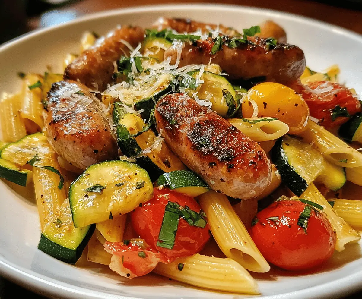 Easy Chicken Sausage Pasta with Zucchini and Tomatoes