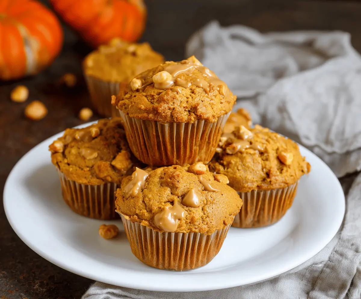Delicious homemade Pumpkin Butterscotch Muffins topped with butterscotch chips and a sprinkle of cinnamon, perfect for fall breakfast or snack