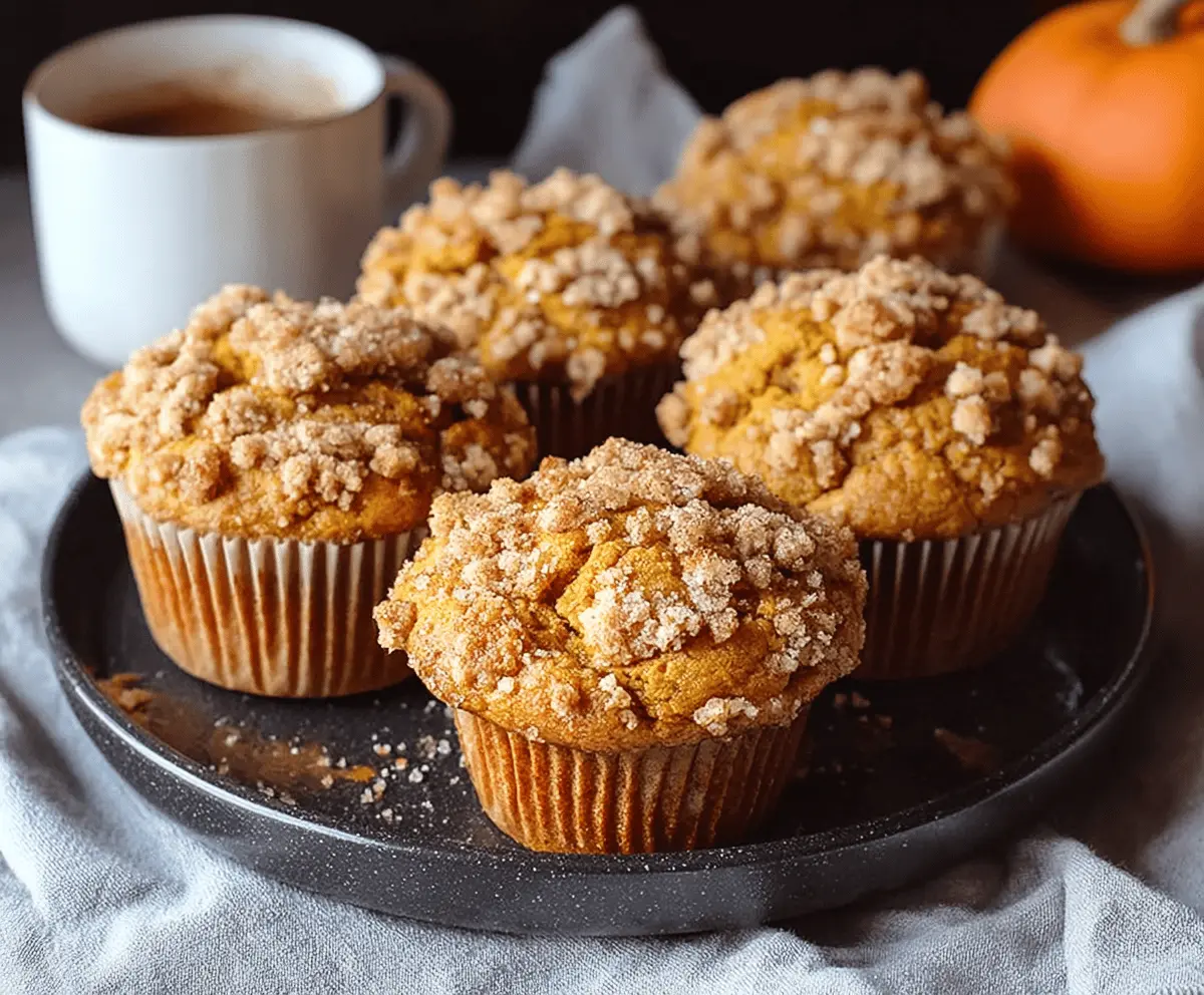 Golden Apple Pumpkin Streusel Muffins topped with crumbly streusel and fresh apple slices, perfect for fall breakfast or snack.