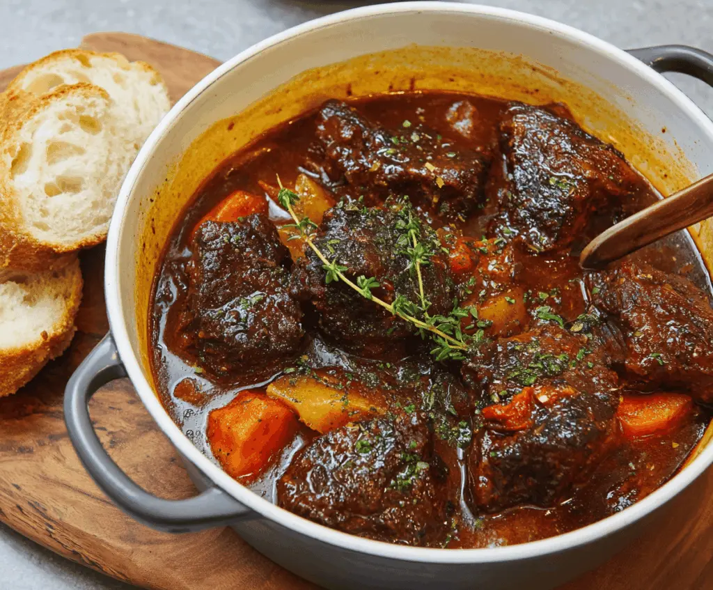 Hearty Pepper Pot Beef Stew with tender beef chunks, fresh vegetables, and flavorful spices in a rustic bowl