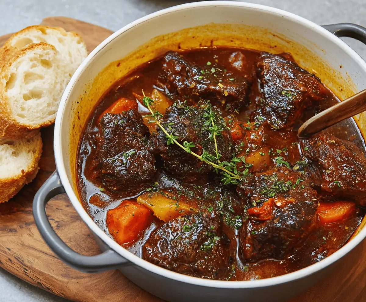 Hearty Pepper Pot Beef Stew with tender beef chunks, fresh vegetables, and flavorful spices in a rustic bowl
