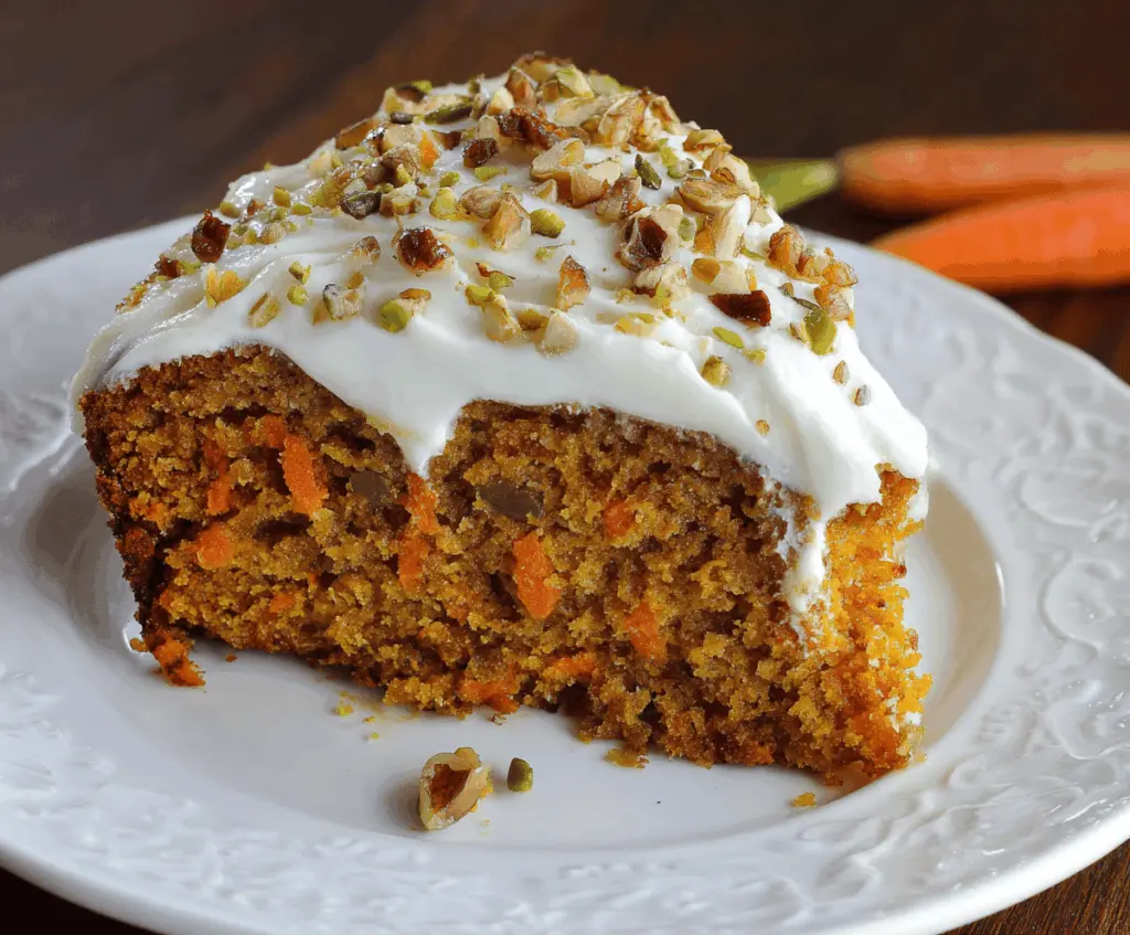 Delicious homemade pumpkin carrot cake with cream cheese frosting and festive decorations, perfect for fall celebrations