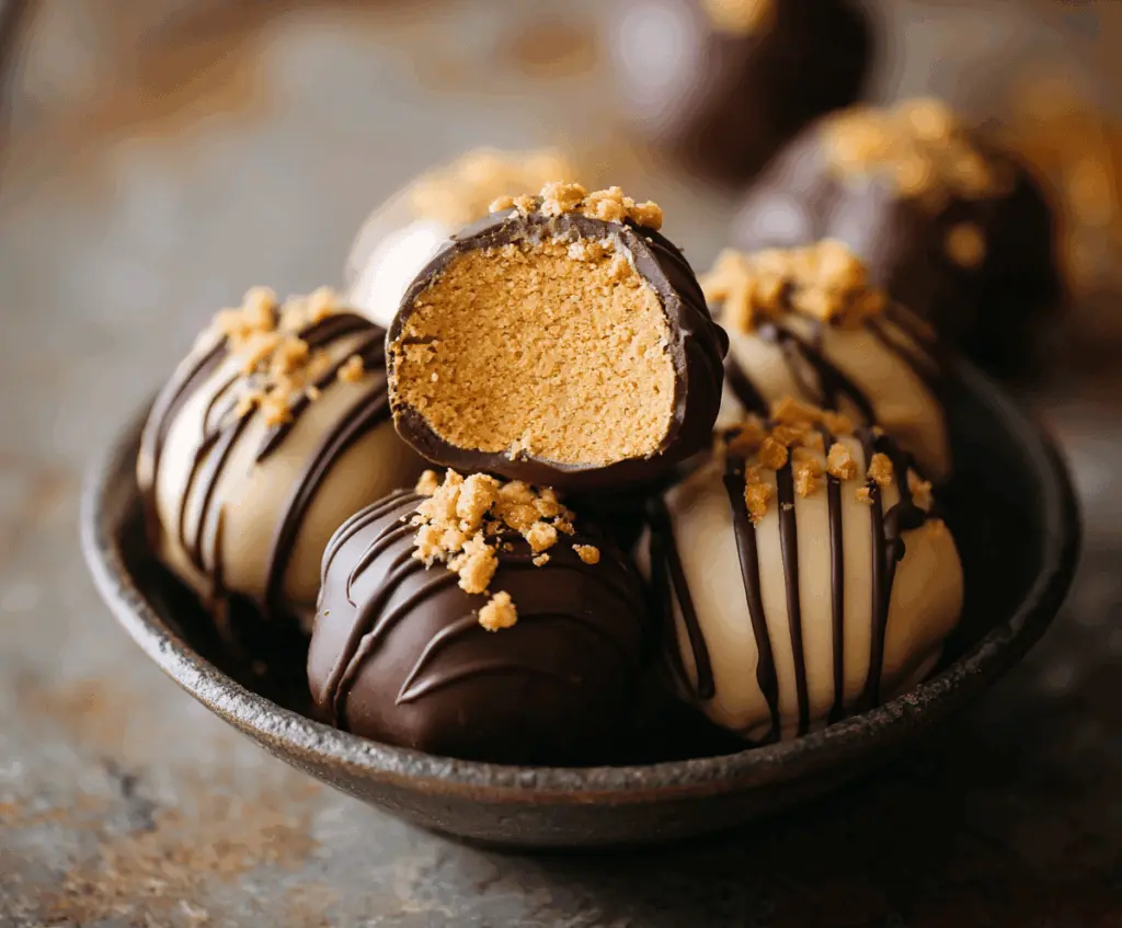 Delicious homemade pumpkin truffles with chocolate coating and festive fall decorations on a plate