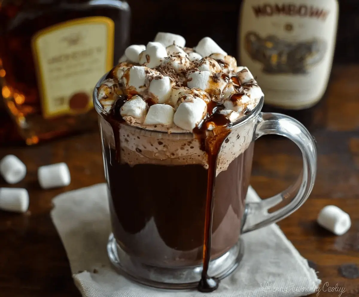 Delicious bourbon-spiked hot chocolate served in a cozy mug, perfect for winter evenings.