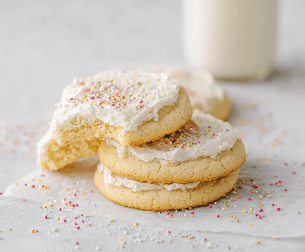 Delicious Crumbl Vanilla Sugar Cookies fresh out of the oven, showcasing their golden edges and soft centers.