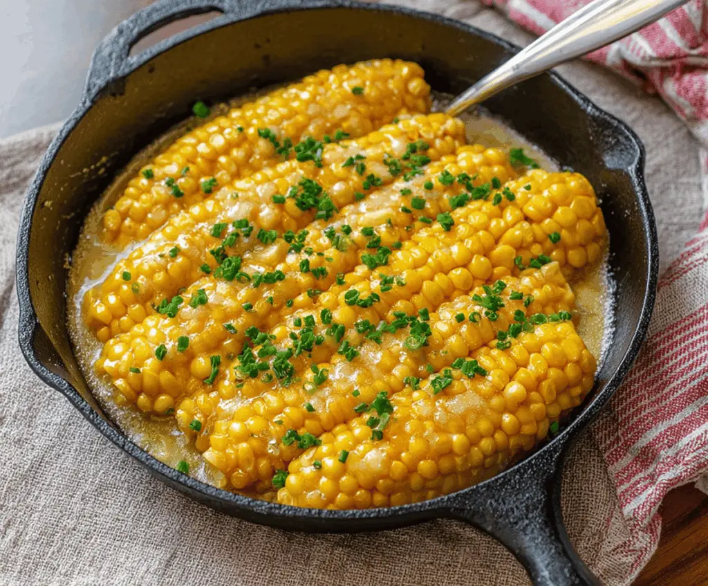 Delicious honey butter skillet corn served in a rustic bowl, highlighting its golden color and creamy texture.