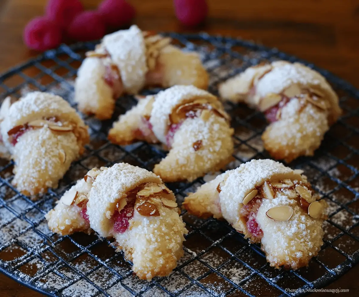 Raspberry Almond Crescent Cookies