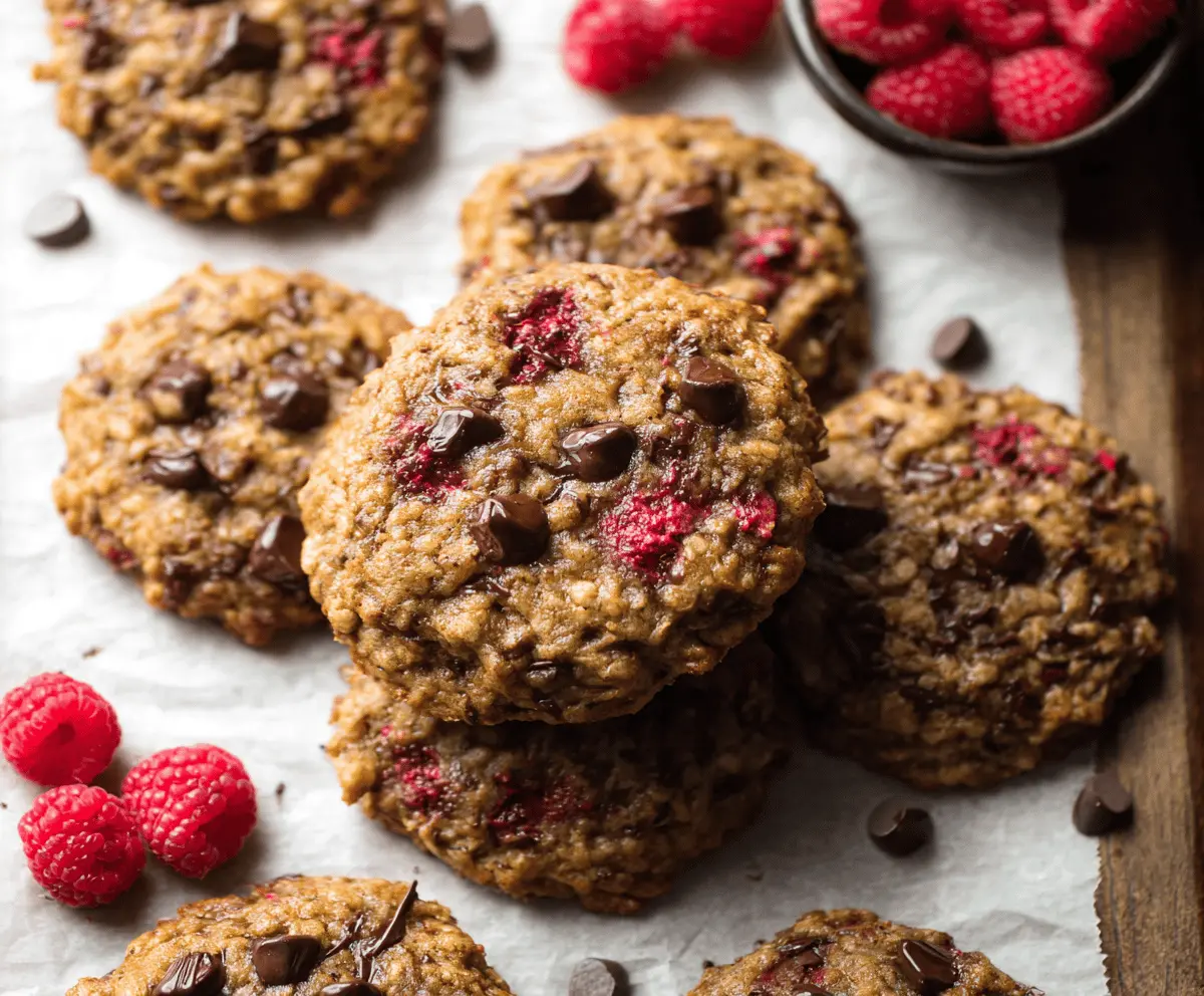 Raspberry Chocolate Oatmeal Cookies