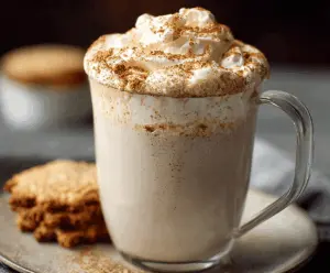 Creamy Snickerdoodle Hot Chocolate topped with whipped cream and cinnamon for a cozy winter drink.