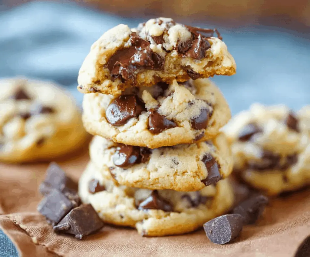 Delicious soft-batch cream cheese chocolate chip cookies fresh out of the oven.