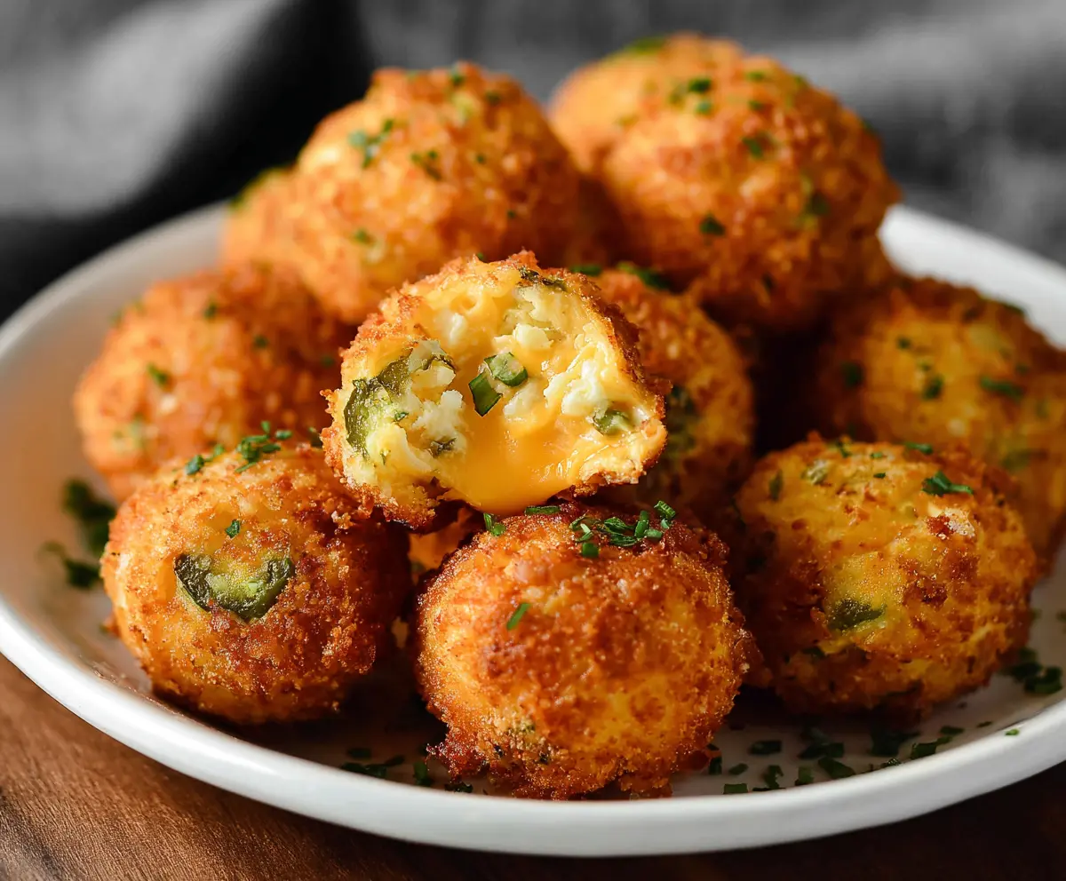 Delicious Cheddar Jalapeno Bites with melted cheese and spicy jalapenos on a plate.