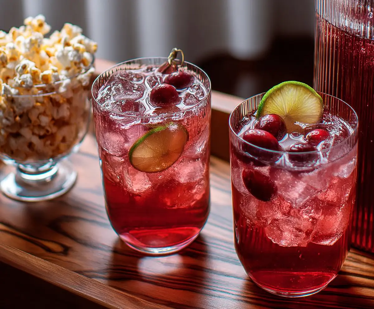 Refreshing Cranberry Rum Punch served in a glass with fresh cranberries and mint garnish.