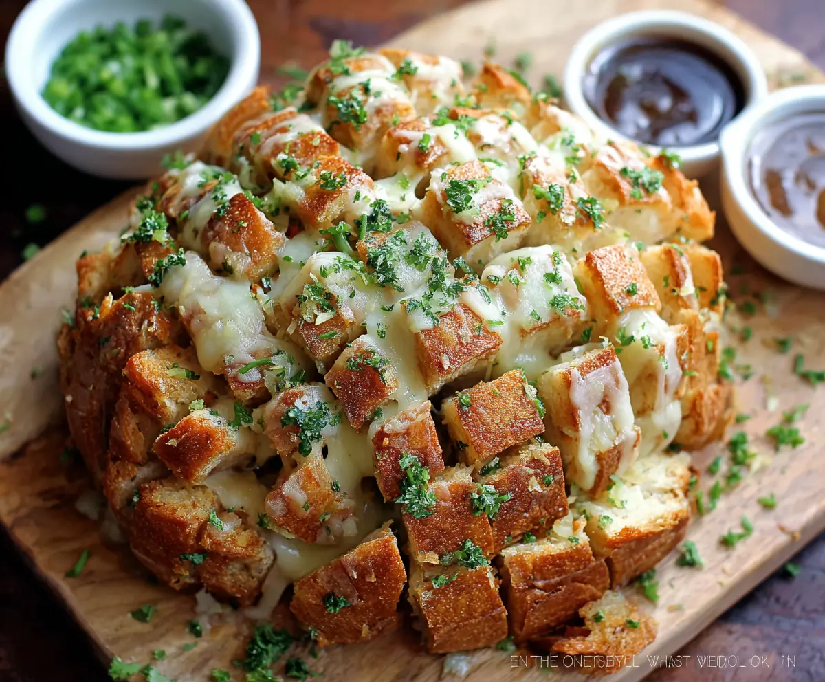 Delicious Bloomin Onion Pull Apart Bread with crispy exterior and melted cheese filling.