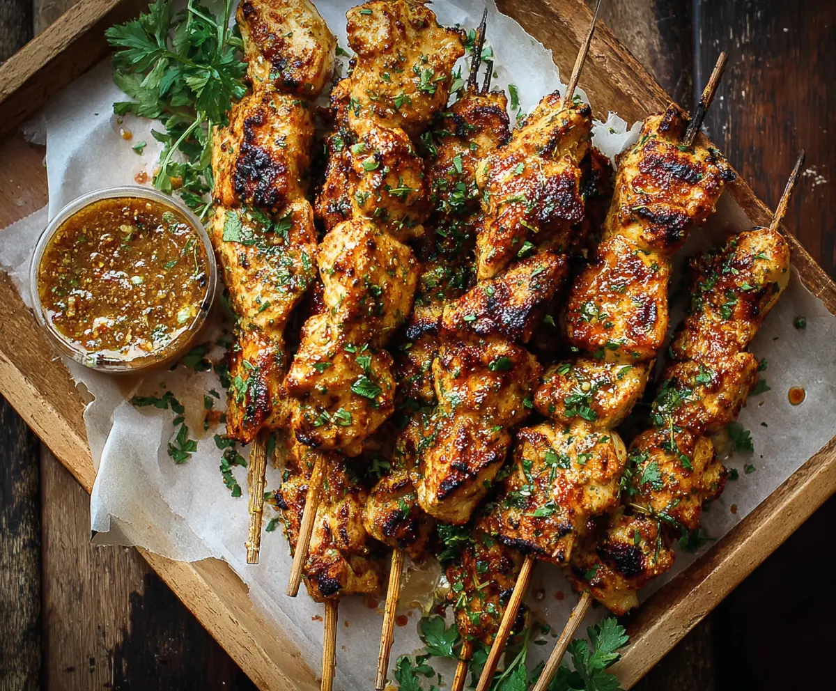 Juicy chicken skewers glazed with flavorful cowboy butter for a tasty BBQ recipe.