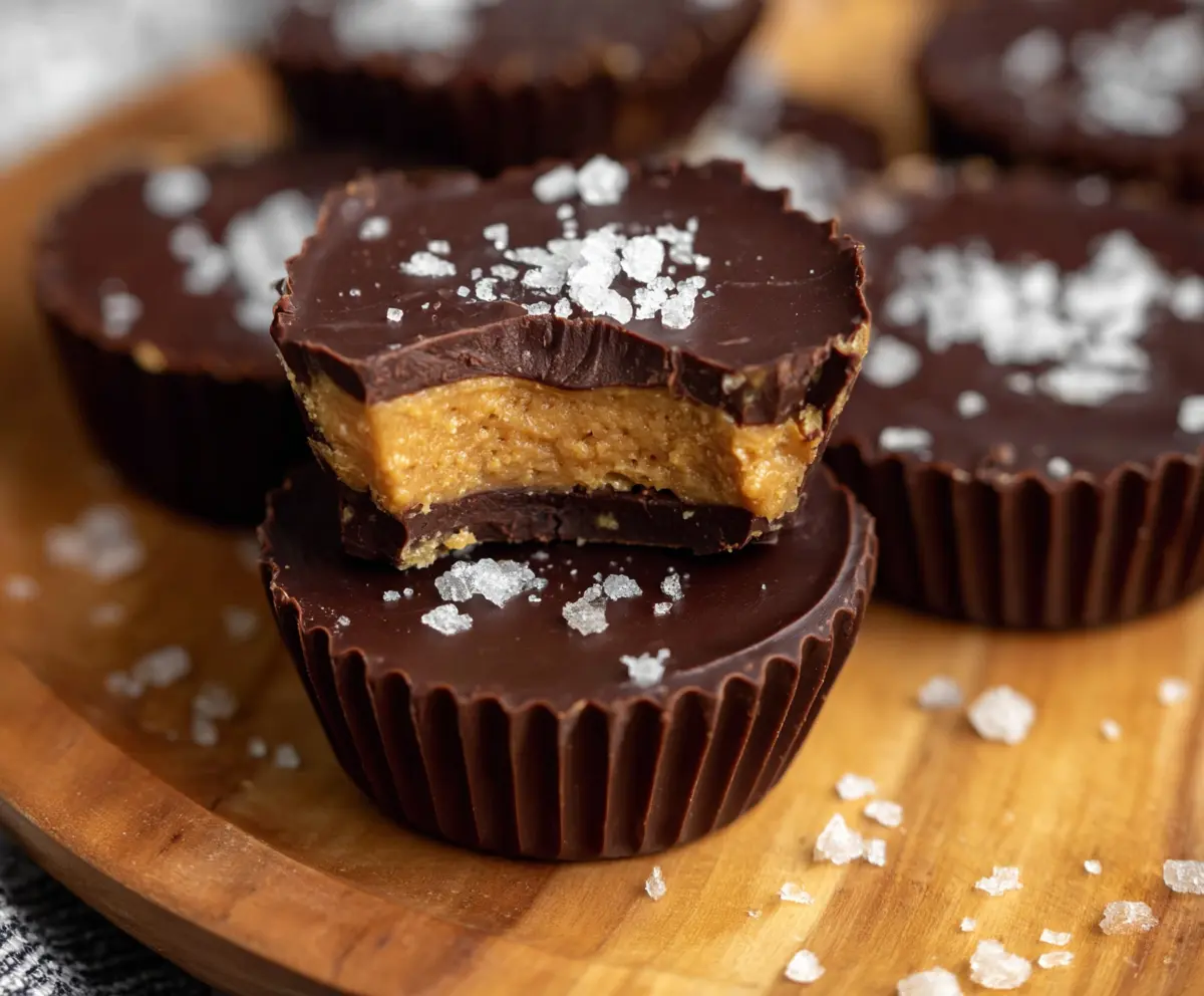 Delicious homemade protein peanut butter cups with rich chocolate and creamy peanut butter filling